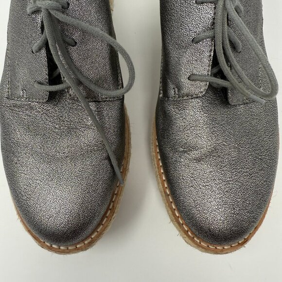 Eileen Fisher Everly Derby Leather Platform Oxford Shoes Womens 7 Silver Lace Up - Picture 6 of 11